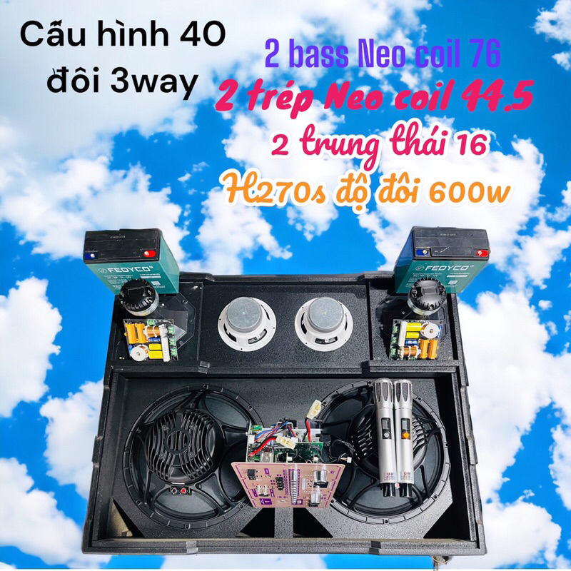 THÀNH PHẨM LOA KÉO 40 3WAY 2 BASS40 2 TRUNG 16 2 TREBLE  MẠCH ĐỘ CẤU HÌNH  FULL NEO CÓ LED THEO NHẠC