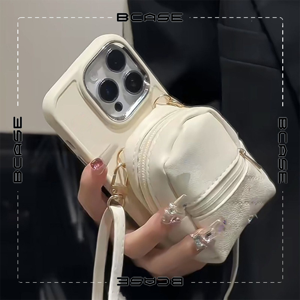 Ốp Điện Thoại iphone Camera bạc phụ kiện Balo có dây đeo Silicon Dẻo cạnh vuông IP 14 13 12 11 Pro Plus Max 6 7 8 P xx38