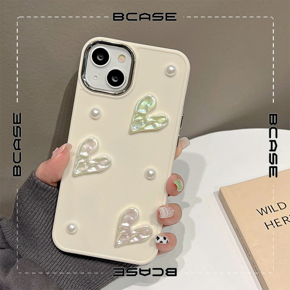 Ốp Điện Thoại iphone camera bạc Phụ kiện tim 3D Silicon Dẻo cạnh vuông IP 14 13 12 11 Pro Plus Max 6 7 8 P xx35 xx35