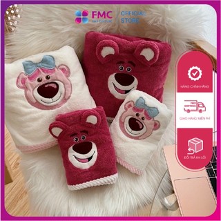 (Sét 2) khăn tắm + khăn mặt gấu hồng LOTSO