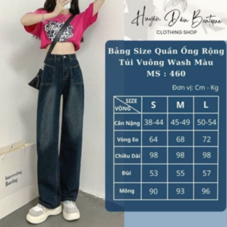 Quần jean nữ ống rộng túi vuông lưng cao phối màu cá tính,quần bò cạp cao 2 màu đen và xanh Retro mẫu mới 2023