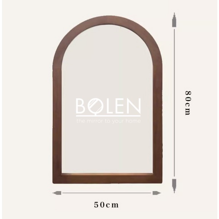 GƯƠNG SOI TREO TƯỜNG VIỀN NÂU SẪM HOA VĂN VÀNG BL234