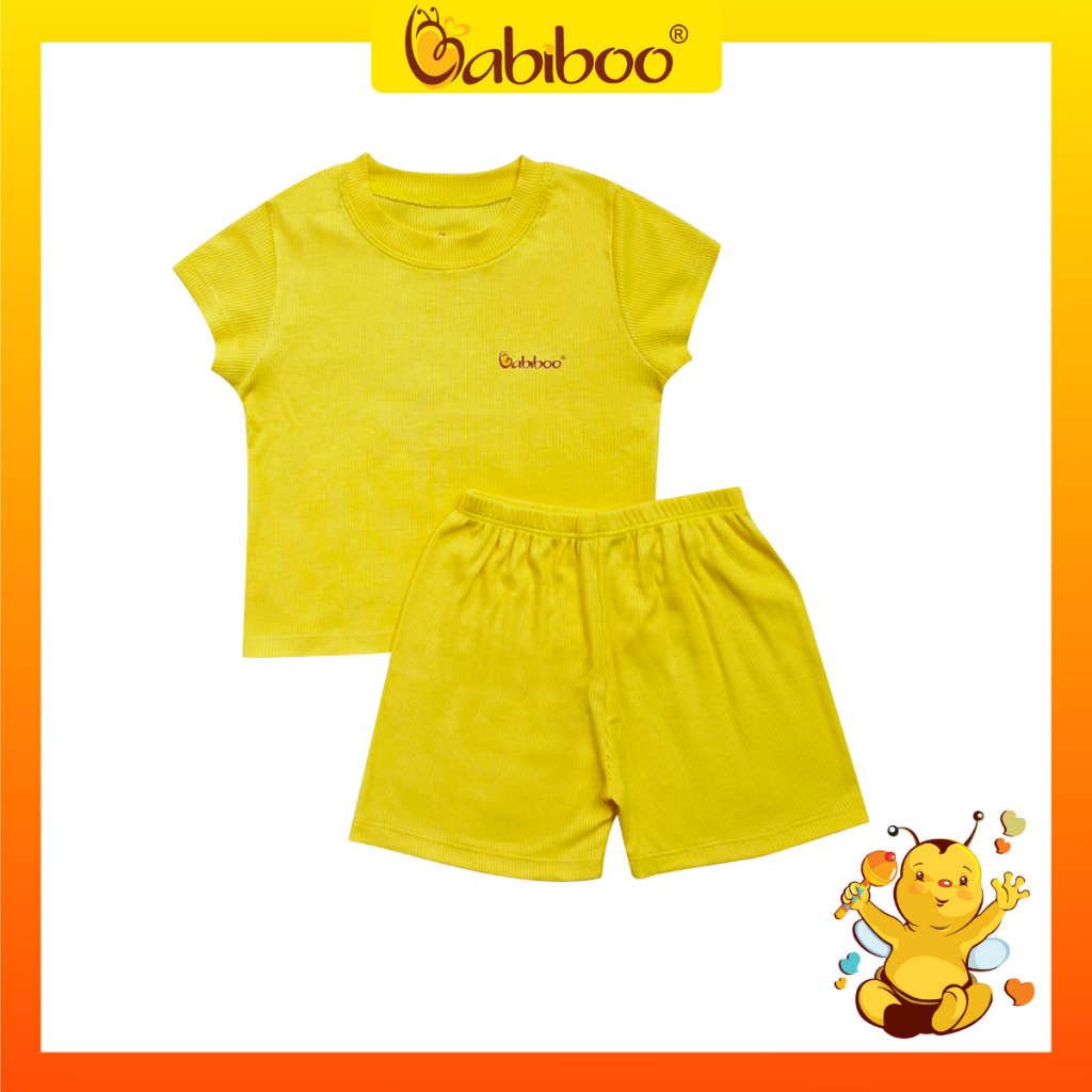 Bộ quần áo bé trai, bé gái BABIBOO đồ bộ ngắn tay vải bo gân viscose sợi gỗ mềm, mịn, mát (6-18kg)