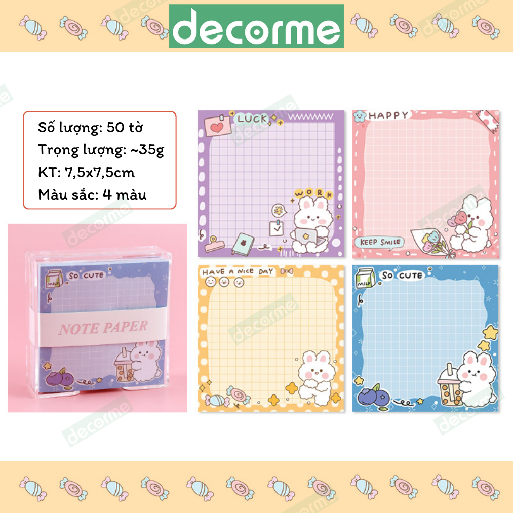 Giấy note ghi nhớ DecorMe dễ thương FRUIT 8*8cm tập 80 tờ