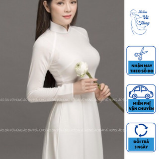 Bộ áo dài truyền thống trắng học sinh, áo dài học sinh lụa mềm co dãn