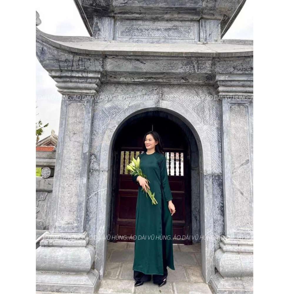 Bộ áo dài dáng suông xưa cổ tròn tay dài, áo dài suông lụa mềm co dãn