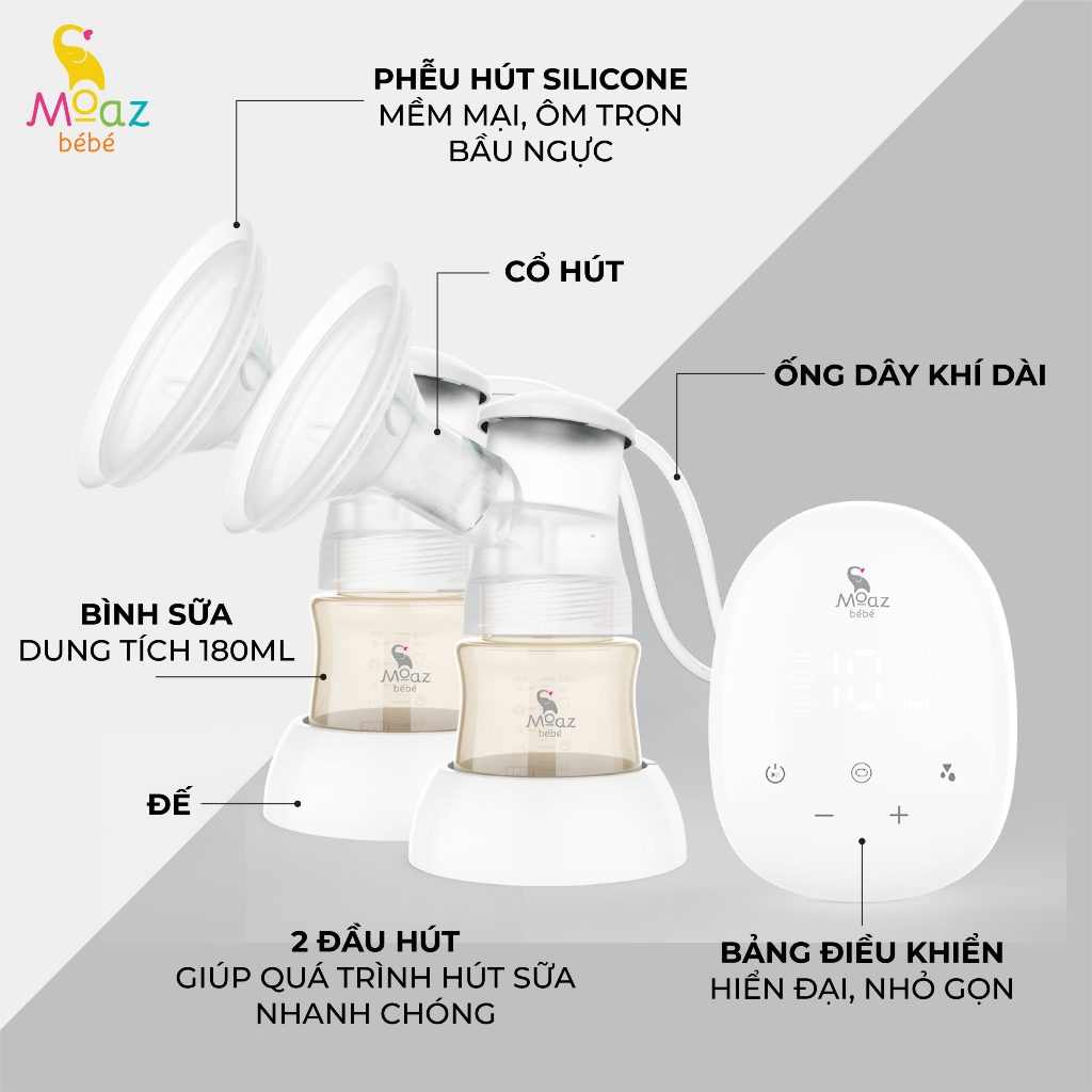 Máy Hút Sữa Điện Đôi Moaz BéBé MB – 029 - Bảo Hành 12 Tháng Chính Hãng