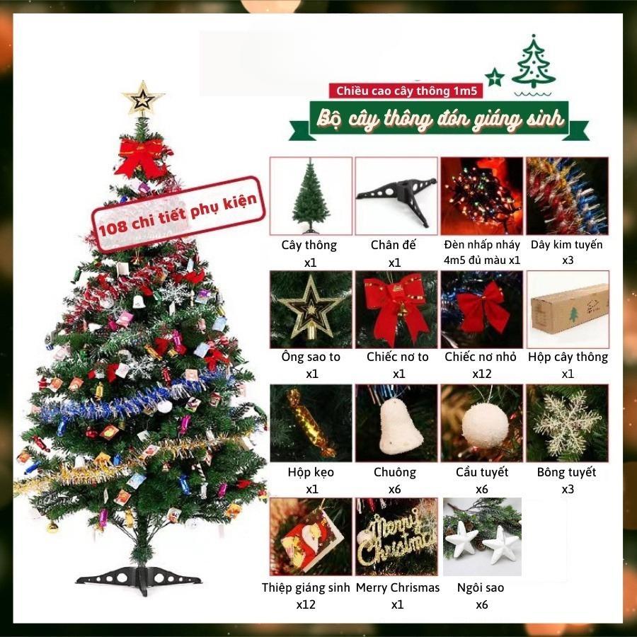 Cây Thông Noel Tặng Kèm Đẩy Đủ Phụ Kiện Dùng Cho Dịp Giáng Sinh Thiết Kế Chắc Chắn Có Thể Treo Nhiều Đồ