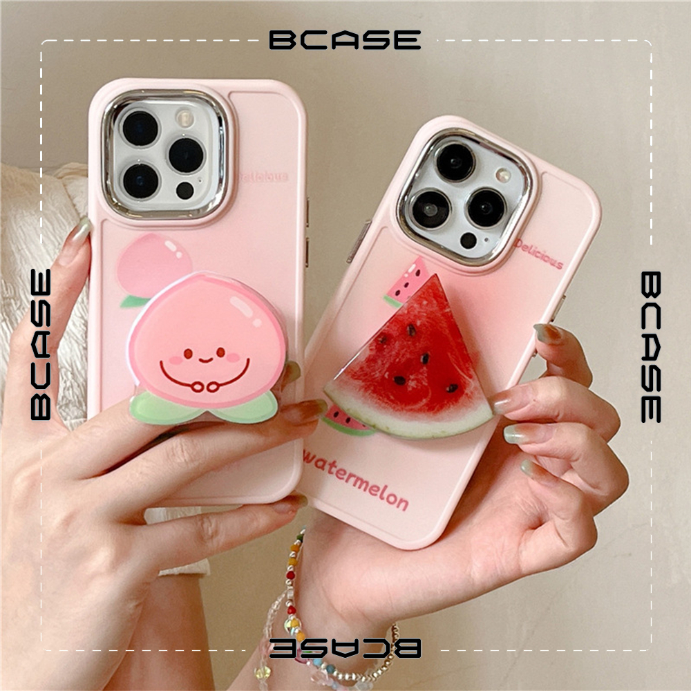 Ốp Điện Thoại cam bạc gắn pop Đào hồng Dưa hấu dễ thương Iphone 14 13 12 11 Pro Promax 6 6S 7 8 Plus X XR XSMax xx3037