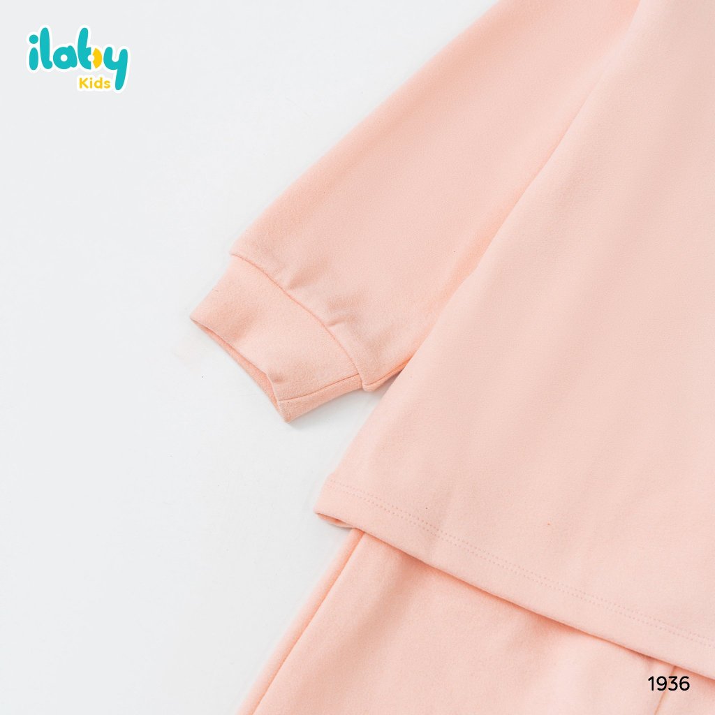 Set bộ dài tay cho bé ILABY phối túi ốp tạo hình thỏ chât liệu nỉ lót lông 2 màu cho bé 10-35kg