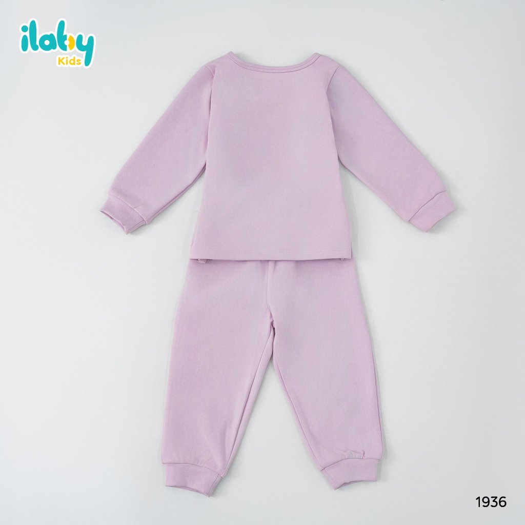 Set bộ dài tay cho bé ILABY phối túi ốp tạo hình thỏ chât liệu nỉ lót lông 2 màu cho bé 10-35kg