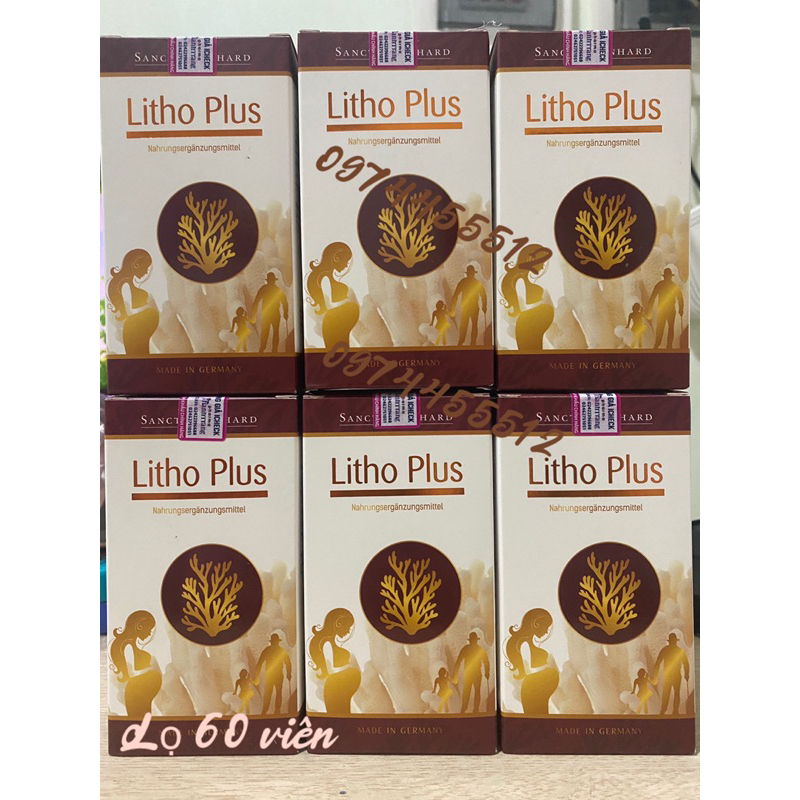 Canxi Litho plus (lọ 60viên) chiết xuất từ tảo biển đỏ k gây táo bón