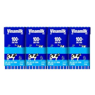 Lốc 4 hộp sữa tươi ít đường Vinamilk 100% Sữa tươi 110ml