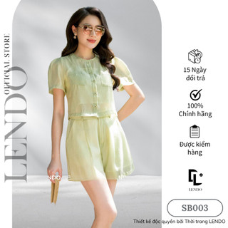 Sét bộ đi chơi áo croptop Lendo chất liệu tơ cao cấp hai lớp SB003