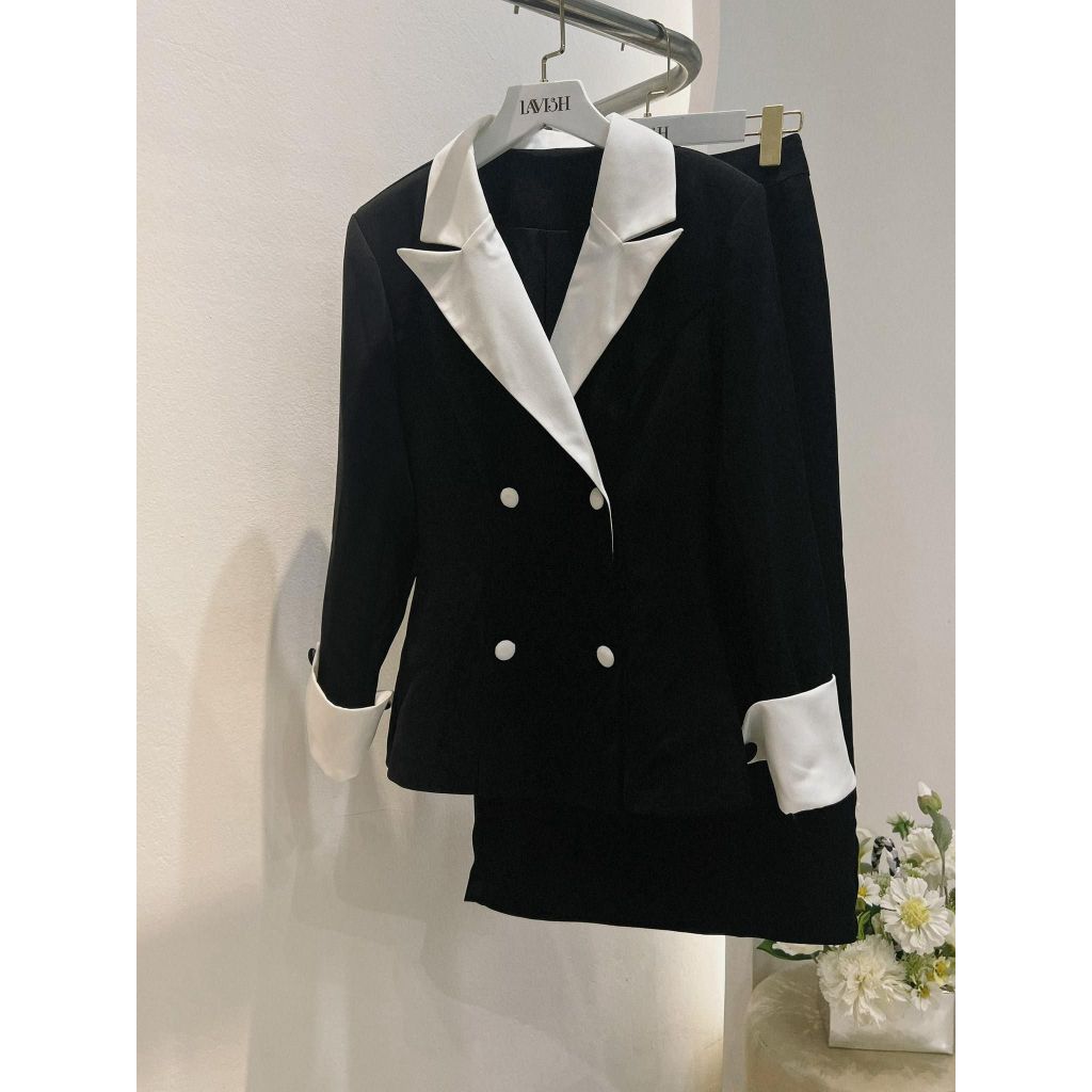 LAVISH DESIGN Set nữ S777 áo blazer và chân váy dài chữ A sang trọng, thanh lịch phù hợp đi làm, thời trang công sở