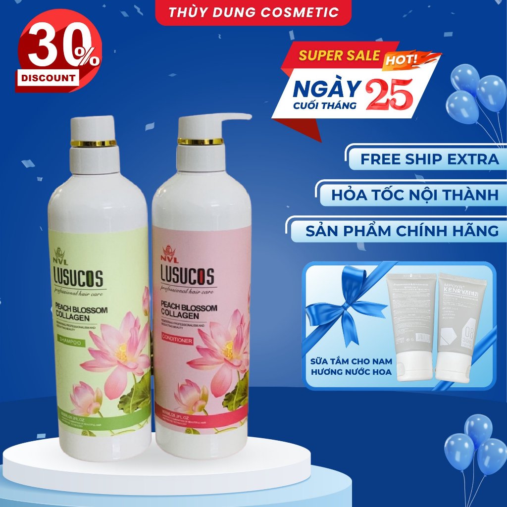 Bộ Dầu Gội Xả Dưỡng Sinh Hoa Sen LUSUCOS 800ml - Chống Rụng Tóc, Giảm Căng Thẳng Cho Người Mệt Mỏi - Hàng Chính Hãng