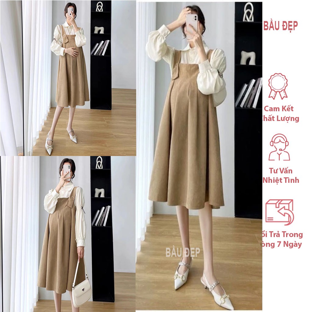[M257] Sét váy đầm bầu thu đông