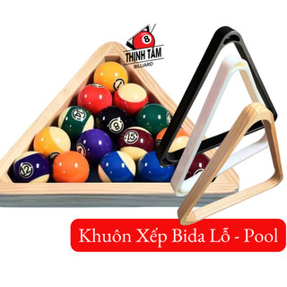 Khay tam giác xếp bida 57mm lỗ, khuôn tam giác bi-a pool gỗ, nhựa cao cấp