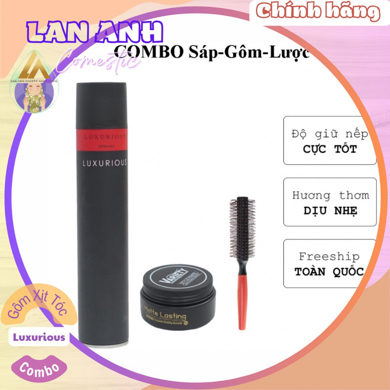 Combo Sáp vuốt tóc nam Variety Mattle Lasting & Gôm xịt tóc + Tặng lược - Keo & wax vuốt tóc