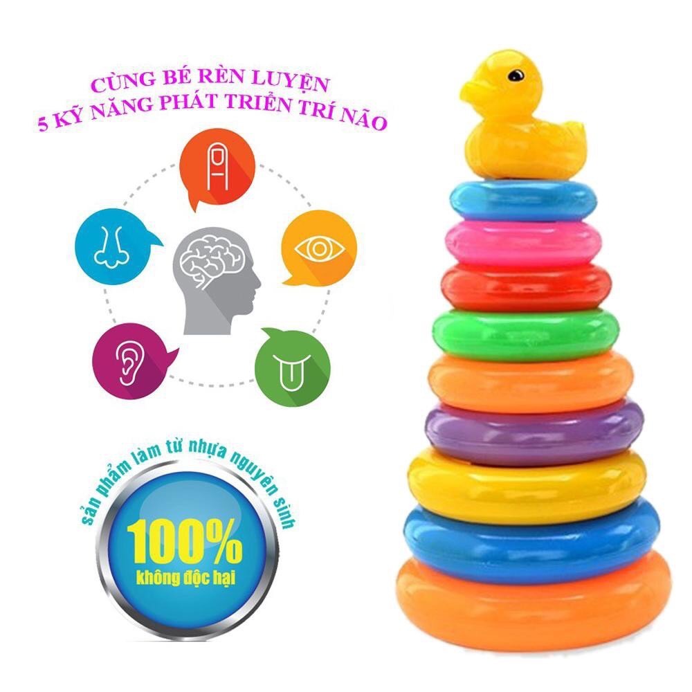 Tháp vịt xếp chồng cầu vồng phát triển trí tuệ, thông minh cho bé trai, bé gái Size TO ANOBI