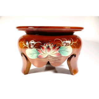 Đôn gỗ chân cao 15cm kê tượng kê chậu đắp hoa sen nổi - đường kính nhiều cở