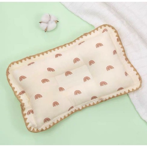 Gối Lõm Chống Méo Đầu Cho Bé Sơ Sinh Ruột Bông Organic Vải Thô Lụa Thị Nhím Store