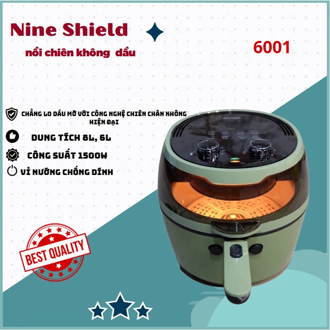 Nồi Chiên Không Dầu Nine Shield  - MONDA -6001-Trần Hằng Store