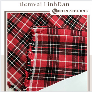 (Có giá sỉ) Vải thô mềm caro chất cotton 100% may đầm váy, trang trí Noel, trải bàn, phụ kiện...
