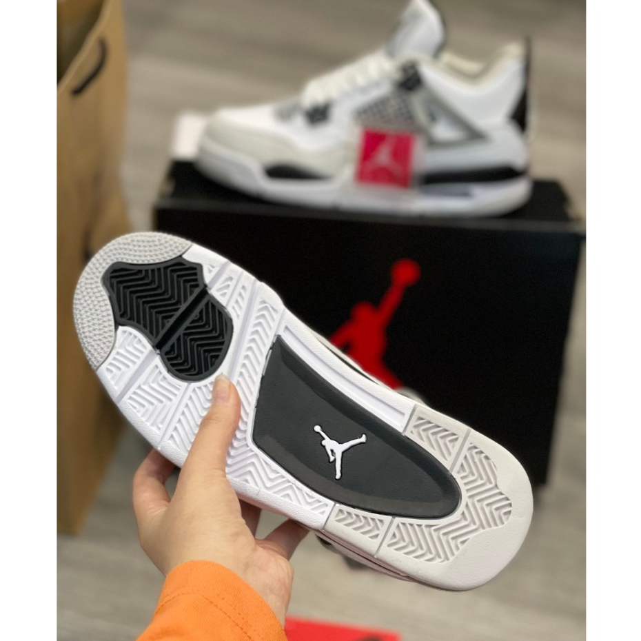 Giày thể thao jocdan 4  Military Black Trắng Xám cho nam nữ dễ phối đồ full box phụ kiện