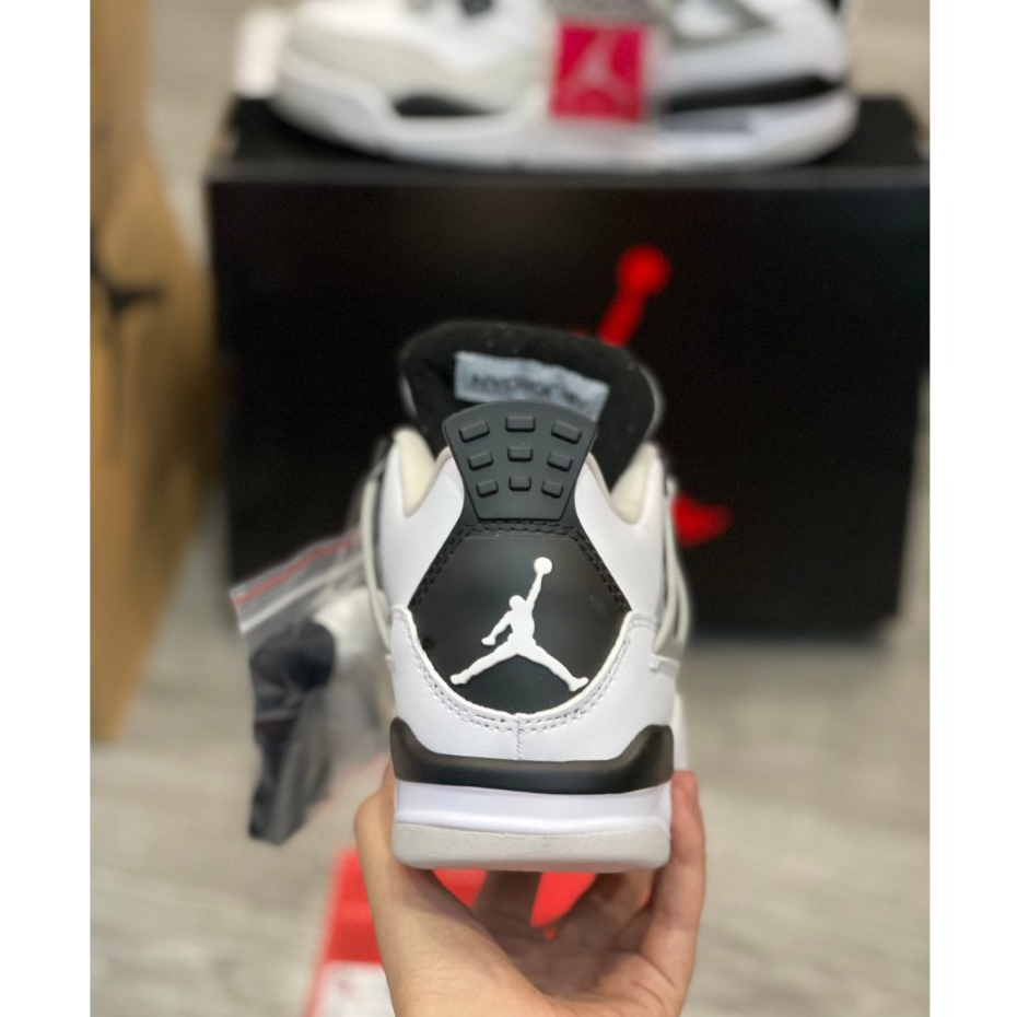 Giày thể thao jocdan 4  Military Black Trắng Xám cho nam nữ dễ phối đồ full box phụ kiện