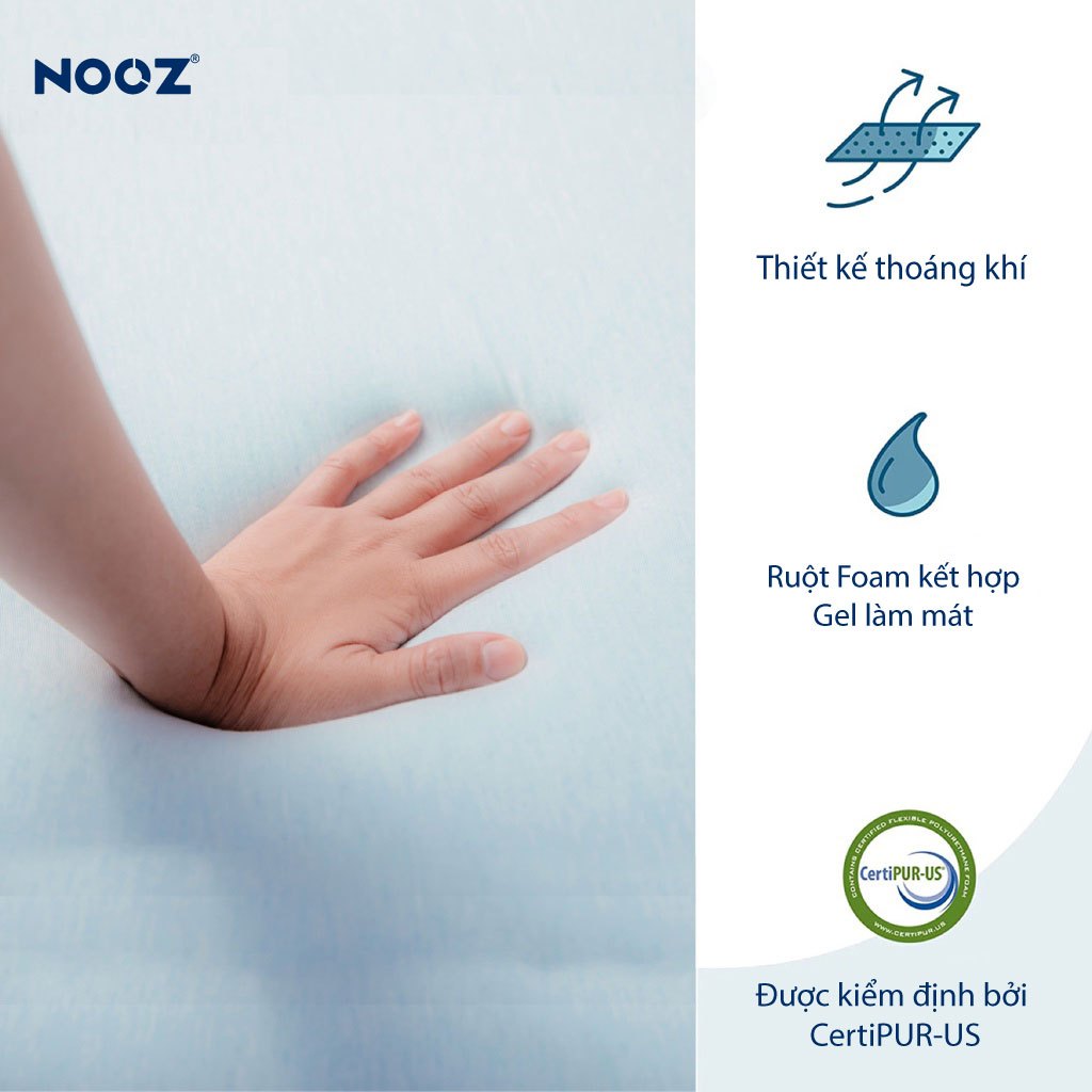 Nệm Foam NOOZ Home Goods Mattress Tiêu Chuẩn CertiPUR-US Với Hai Tầng Foam Nâng Đỡ Ruột Đệm Cao Su Non Vỏ Đệm Tencel