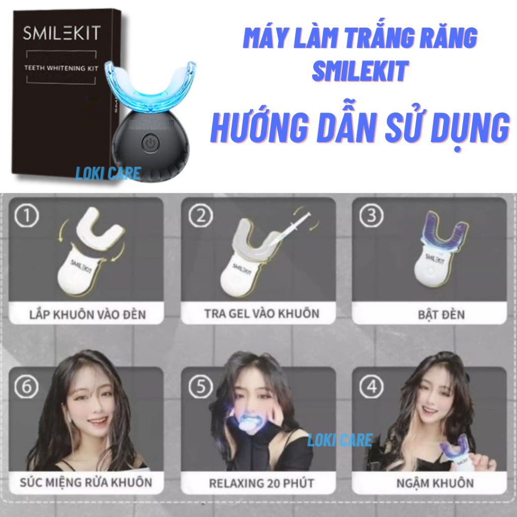 Máy làm trắng răng SMILEKIT SENSITVEtẩy trắng răng không gây ê buốt làm trắng từ bên trong, không Hydrogen