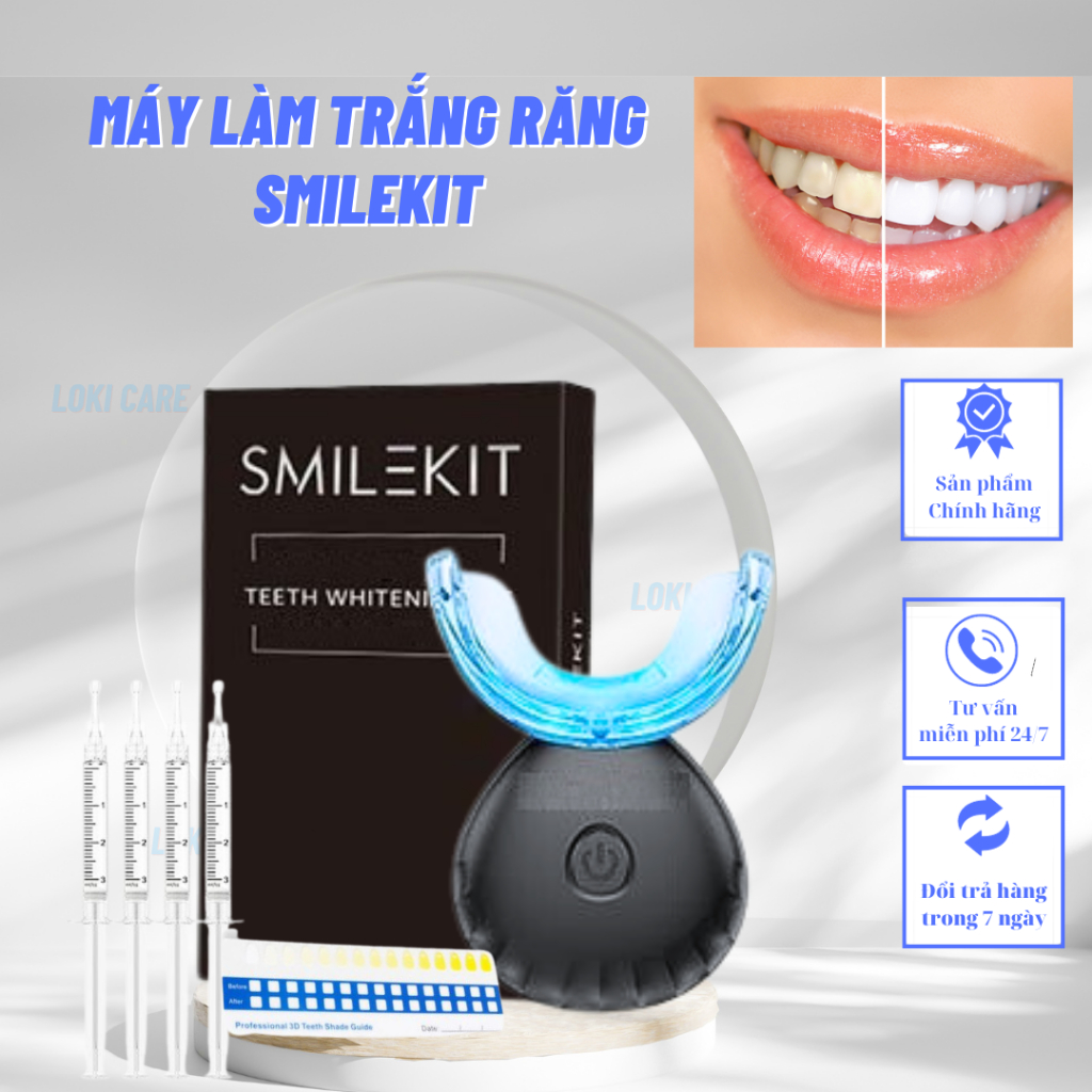 Máy làm trắng răng SMILEKIT SENSITVEtẩy trắng răng không gây ê buốt làm trắng từ bên trong, không Hydrogen