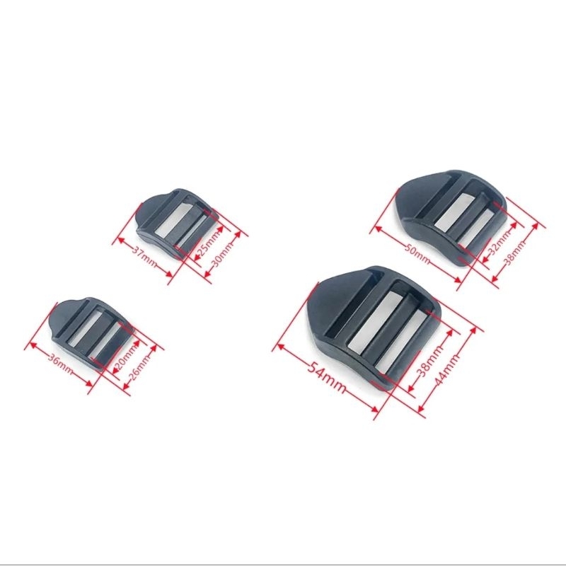 Khóa nhựa rùa 20/25/32/38mm rộng rãi màu đen khóa kiểu thang thanh trượt 1 PC khóa nhả cho ba lô Dây đeo Webbing TA0003