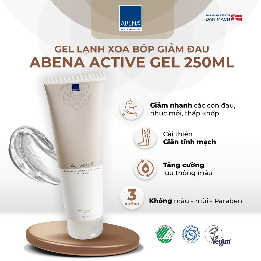 Gel xoa bóp lạnh giảm đau cơ Abena ActivGel mẫu mới - Nhập khẩu Đan Mạch (tuýp 250ml)