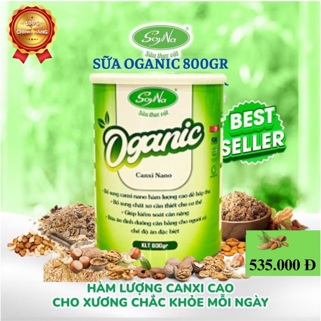 Sữa Hạt Oganic Canxi Nano SoyNa 800g - chính hãng