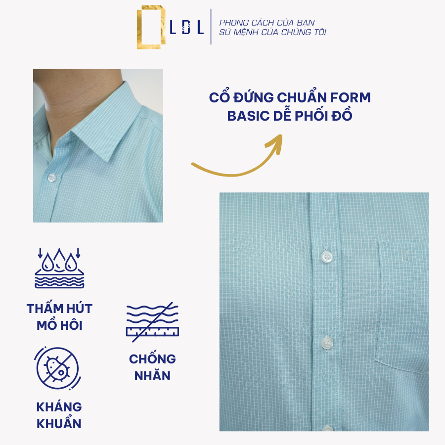Áo Sơ Mi Nam Dài Tay Chất Liệu BAMBOO Hạn Chế Nhăn Nhàu, Thấm Hút Mồ Hôi Thương Hiệu LDL