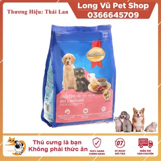 Thức ăn cho chó con SmartHeart Vị Thịt Bò và Sữa Gói 1.5kg hạt cho chó con - Long Vũ Pet Shop
