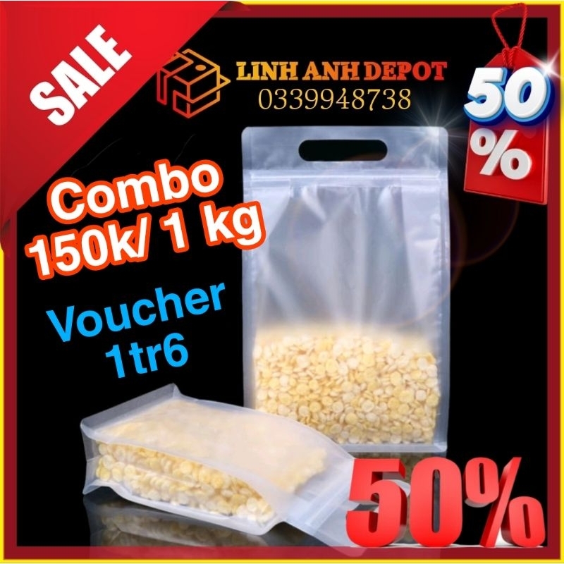 1KG TÚI ZIP 8 CẠNH TRONG MỜ NHẬP KHẨU