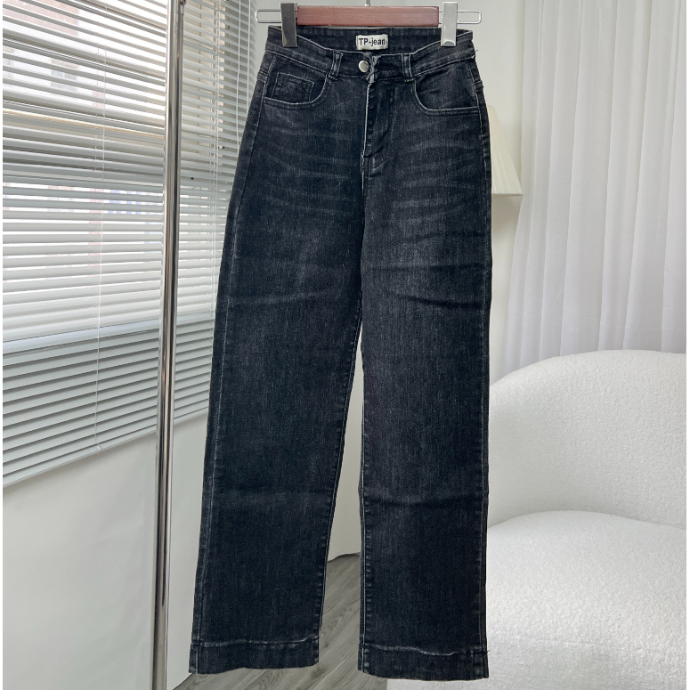 Quần Jeans Nữ Ống Đứng lưng cao co giãn bản gấu to - lai 3cm Phong Cách Basic Hàn Quốc 2023