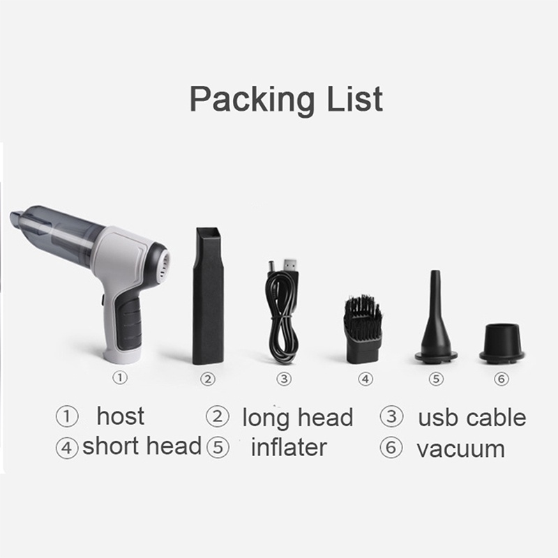 Máy hút bụi mini không dây HL- 107, Máy hút bụi cầm tay hút bụi mịn và sợi vải nhỏ, trên ô tô có nhiều đầu thay đổi