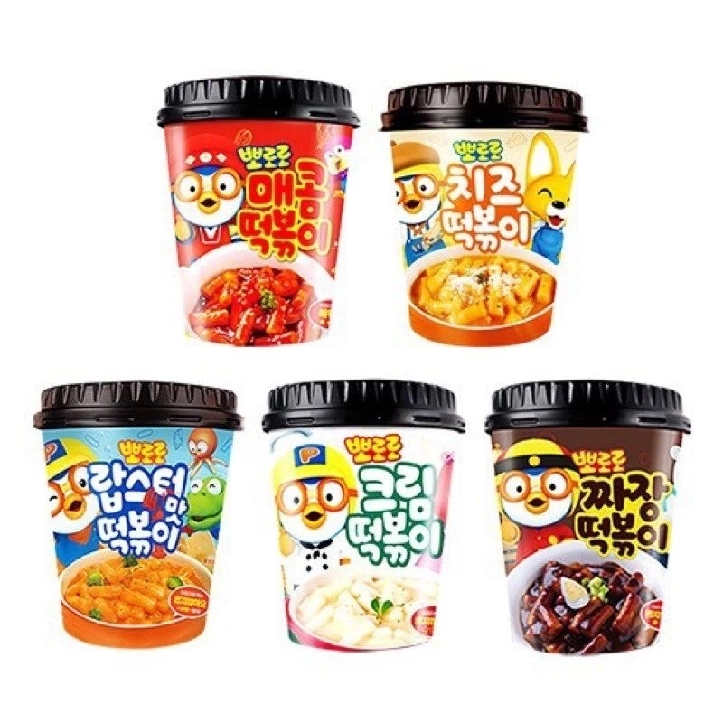 Bánh gạo Hàn Quốc Pororo đủ vị 115 g, bánh gạo tokbokki nhập khẩu vị tương đen, tokbooki vị kem, vị cay