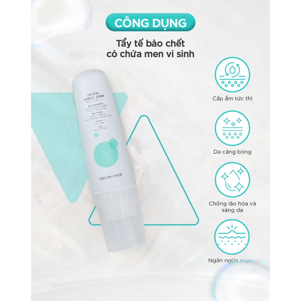 Combo Cho Da Dầu Mụn Nước Tẩy Trang Skin Moisturizing Cleansing Water & Tẩy Da Chết Crystal Bubble Scrub Vaccure:treat