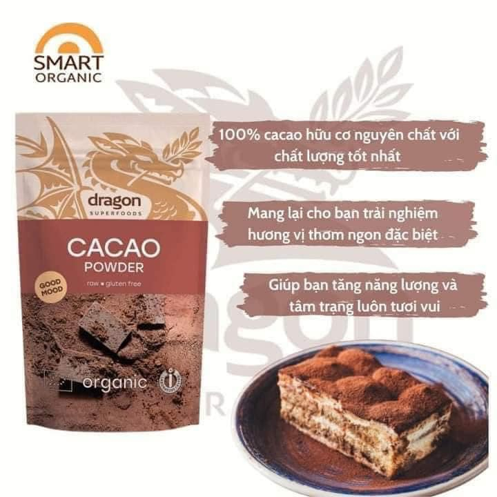Bột cacao nguyên chất hữu cơ (Dragon Superfoods Organic Cacao Powder) - 200gr