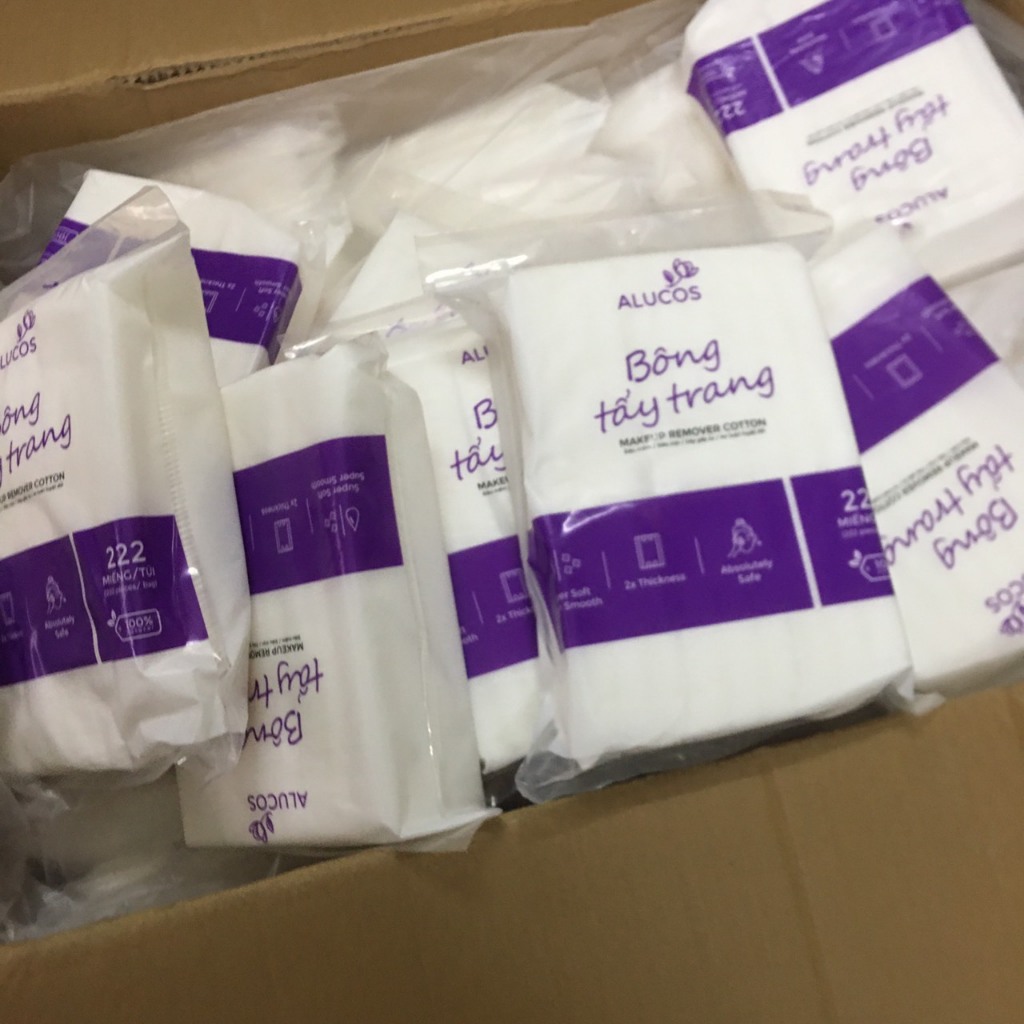 Bịch 222 miếng Bông tẩy trang ALUCOS siêu mền mịn 100% bông tự nhiên