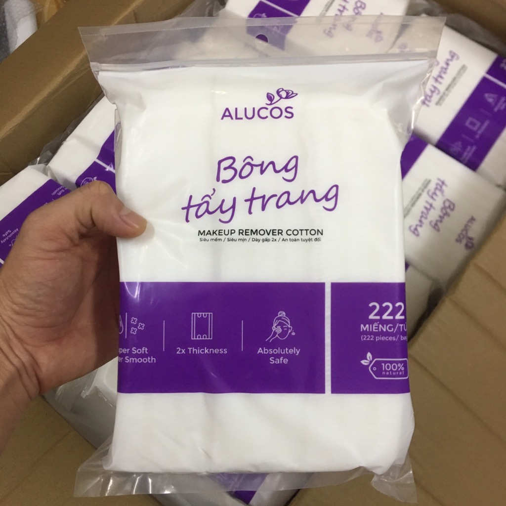 Bịch 222 miếng Bông tẩy trang ALUCOS siêu mền mịn 100% bông tự nhiên