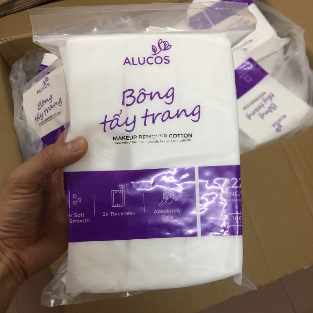 Bịch 222 miếng Bông tẩy trang ALUCOS siêu mền mịn 100% bông tự nhiên