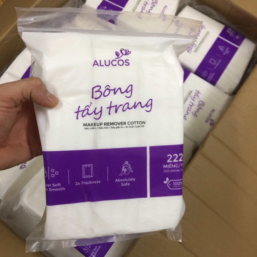 Bịch 222 miếng Bông tẩy trang ALUCOS siêu mền mịn 100% bông tự nhiên