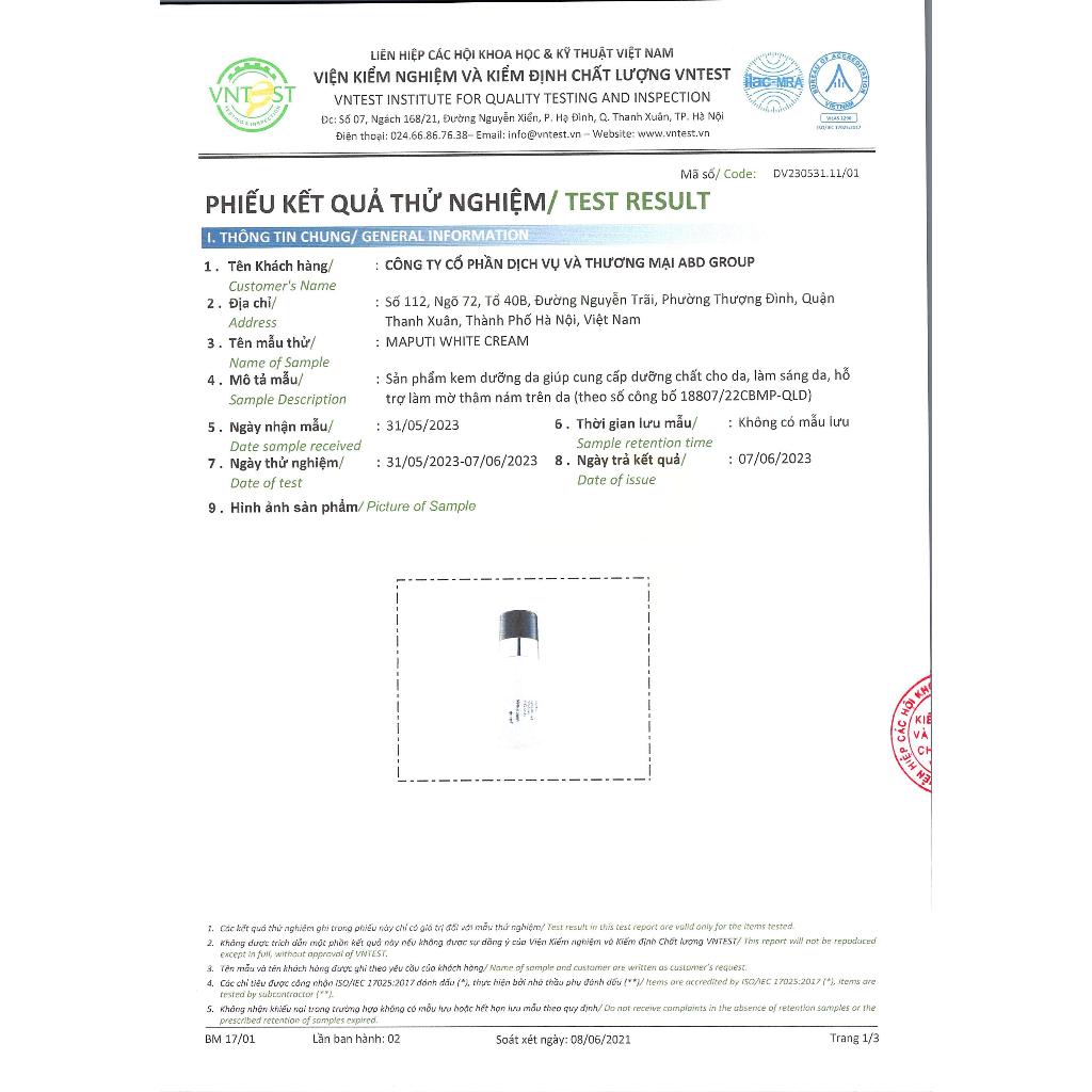 Kem Giảm Thâm Vùng Kín Maputi White Cream Niacinamide 2% Giảm Thâm Nách, Thâm Ngực, Thâm Mông 100ml