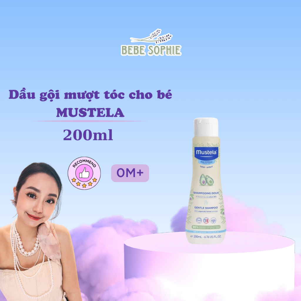 Chính hãng - Dầu gội Mustela dịu nhẹ, không gây cay mắt cho bé 200ml